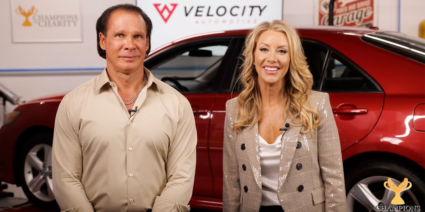 Champions of Charity announcement by Hugh and Kalah Hathcock of Velocity Automotive